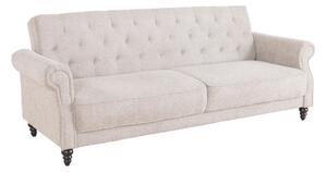 Designová chesterfield rozkládací sedačka Maison Belle Affaire pro tři osoby s béžovým buklé potahem 220 cm