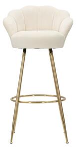 Sametová barová stolička Mauro Ferretti Lotos 55x53x110 cm, krémová/zlatá