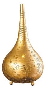 Orientální stolní lampa Fatima kulatého tvaru z kovu ve zlaté barvě s perforací se třemi nožičkami 52 cm
