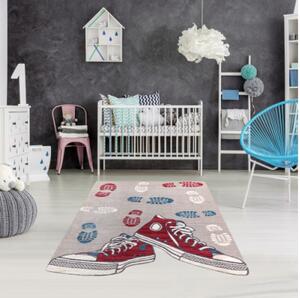 Koberec TOYS 75325 Tenisky - šedý / červený, fuchsie