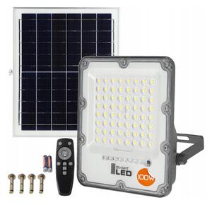 LED Stmívatelný solární reflektor LED/100W/3,2V 5000K 10500 mAh IP65 černá + DO