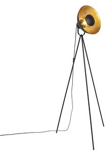 Stojací lampa černá se zlatým stativem 154,4 cm - Magnax Eco