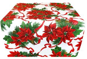 Vánočný běhoun na stůl Vánoční růže na bílém 50x150 cm Made in Italy