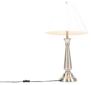 Klasická stolní lampa z oceli s krémovým odstínem - Taula
