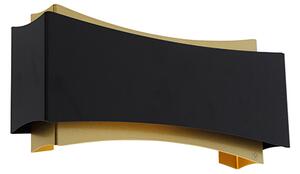 Moderní nástěnná lampa černá se zlatem - talíře