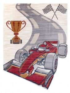 Koberec TOYS 75327 Formula 1 - krém / červený, fuchsie
