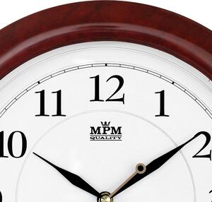 Designové plastové hodiny bílé/kaštanové MPM E01.2413