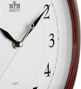 Designové plastové hodiny bílé/kaštanové MPM E01.2413