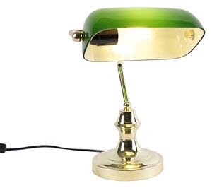 Klasická notářská lampa mosaz se zelenou - Banker