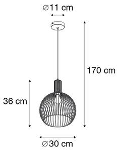 Designová kulatá závěsná lampa černá 30 cm - Wire Dos