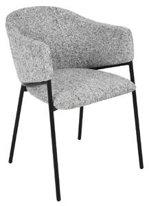 Designová moderní jídelní židle Sionna s šedým potahem s výrazným tkaním a černou kovovou konstrukcí 77 cm