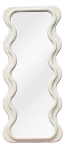 Designové art deco nástěnné obdélníkové zrcadlo Swan s rámem v bílé barvě se zvlněnými bočními stranami 160 cm
