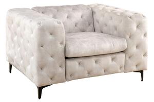 Moderní designové křeslo Limonny s chesterfield prošíváním a sametovým potahem v šampaňské béžové barvě 120 cm