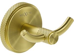 Mexen Gravo, nástěnný dvojitý háček na ručníky, zlatá matná, 70A93012-55