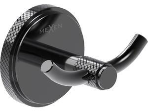 Mexen Gravo, nástěnný dvojitý háček na ručníky, černá chrom, 70A93012-73