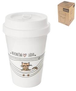 Hrnek termo pohár NEKONEČNÁ LÁSKA kočka 0,35 l O0365 - pr.9cm,v.13,3cm,o.350ml