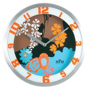 Designové kovové hodiny oranžové/stříbrné MPM E04.2826