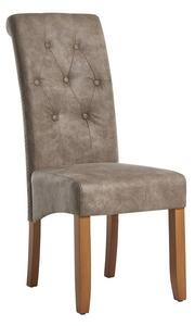 Designová klasická jídelní židle Valentino s prošívanou zahnutou opěrkou v hnědošedém odstínu taupe 110 cm