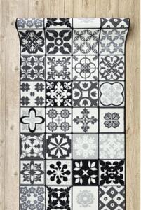 Protiskluzový běhoun AZULEJO PATCHWORK lisabonský obklad - šedý / černý