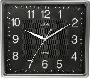 Hranaté plastové hodiny stříbrné/černé MPM E01.2929