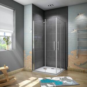 Obdelníkový sprchový kout SOLO R761, 76x100 cm se zalamovacími dveřmi, rohový vstup včetně sprchové vaničky z litého mramoru