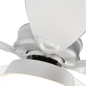 Designový stropní ventilátor bílý včetně LED s dálkovým ovládáním - Malaki