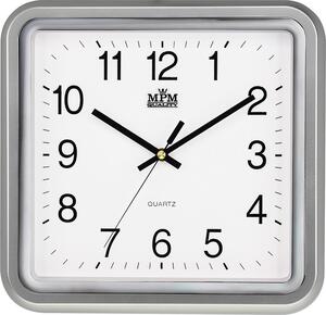 Hranaté plastové hodiny stříbrné MPM E01.2928
