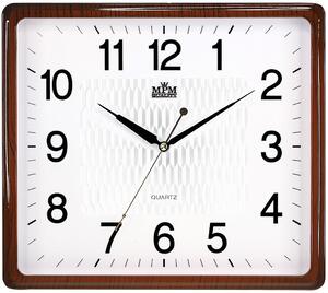 MPM Hnědé hranaté hodiny (imitace dřeva) MPM E01.2929 (MPM Hnědé hranaté hodiny (imitace dřeva) MPM E01.2929)
