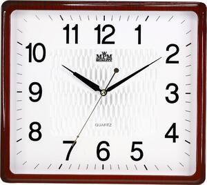 MPM Hranaté hodiny v imitaci dřeva (hnědé) E01.2929 (MPM Hranaté hodiny v imitaci dřeva (hnědé) E01.2929)