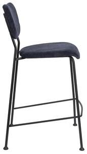 Tmavě modrá manšestrová barová židle ZUIVER BENSON 64,5 cm