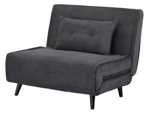 Designové skandinávské rozkládací křeslo Kurt tmavě šedé barvy s manšestrovým potahem 100 cm