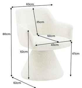 Designová art deco šedá jídelní židle Sonu s celoplošným žinylkovým potahem a otočnou nohou ve tvaru kužele 80 cm