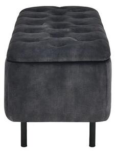 Designová čalouněná lavice Eliana s úložným prostorem a šedým sametovým potahem s chesterfield prošíváním na sedadle 120 cm
