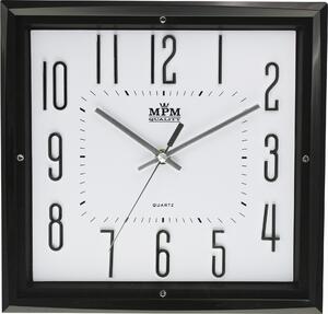 Hranaté plastové hodiny bílé/černé MPM E01.3172