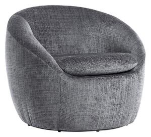 Stylové art deco kulaté otočné křeslo Elian s šedým strukturovaným potahem 76 cm