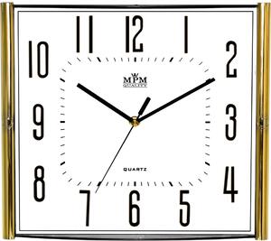 Hranaté plastové hodiny bílé/zlaté MPM E01.3175