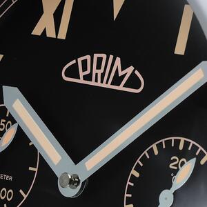 Designové nástěnné hodiny PRIM lesklé stříbrné/černé Nástěnné hodiny PRIM Multi