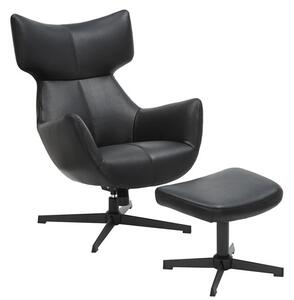 Moderní designové černé křeslo Krespa s potahem z ekokůže a otočnou kovovou podstavou 75 cm
