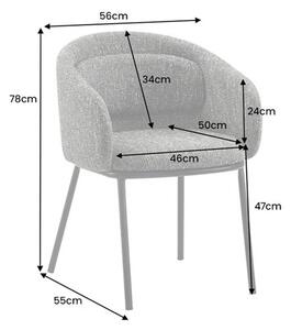 Designová industriální šedá jídelní židle Tromso s čalouněním s opěrkovým polštářem a kovovými nožičkami 56 cm