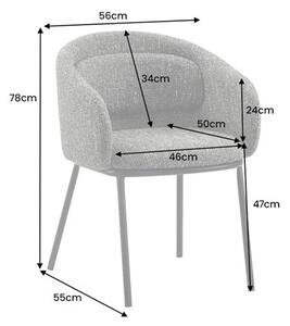 Designová skandinávská jídelní židle Tromso s opěrkami se zeleným melírovaným potahem a černou podstavou 56 cm