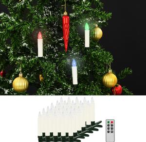Vánoční bezdrátové LED svíčky s dálkovým ovládáním 30 ks RGB