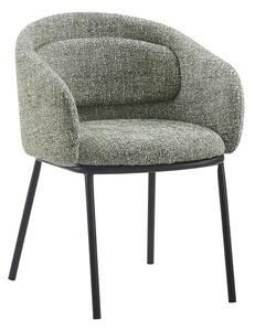 Designová skandinávská jídelní židle Tromso s opěrkami se zeleným melírovaným potahem a černou podstavou 56 cm