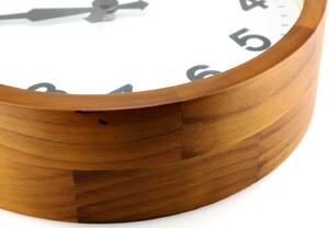Dřevěné designové hodiny bílé/hnědé MPM E07.3661