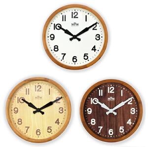 Dřevěné designové hodiny bílé/hnědé MPM E07.3661