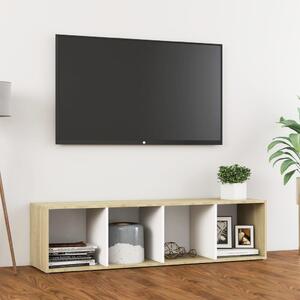 TV stolek bílý a dub sonoma 142,5x35x36,5 cm kompozitní dřevo