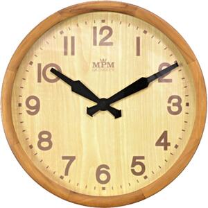 Dřevěné designové hodiny hnědé/světle hnědé MPM E07.3661