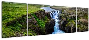 Obraz vodopádu mezi skalami (170x50 cm)