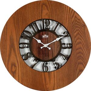 Dřevěné designové hodiny tmavě hnědé MPM E07.3665