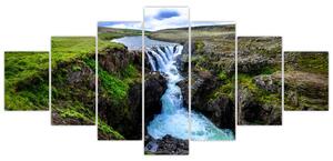 Obraz vodopádu mezi skalami (210x100 cm)