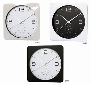 Hranaté plastové hodiny bílé/černé MPM E01.3689